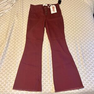 Women's Flared Burgundy Jeans